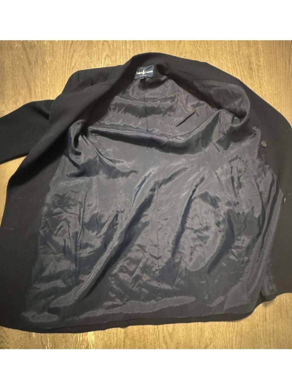 VTG Ralph Lauren Sz 6 Navy Wool Double Breasted Admiral Embroidered Jacket USA - Picture 14 of 15